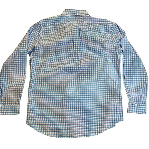 Polo Ralph Lauren Mens Shirt Large Blue Green Plaid Long-Sleeve Button-Down 100% - Picture 2 of 9